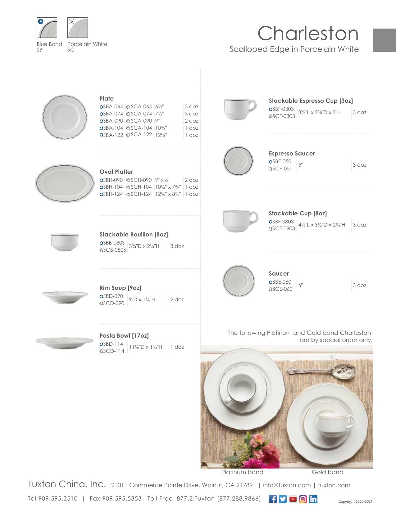 Charleston — product & SKU sheet