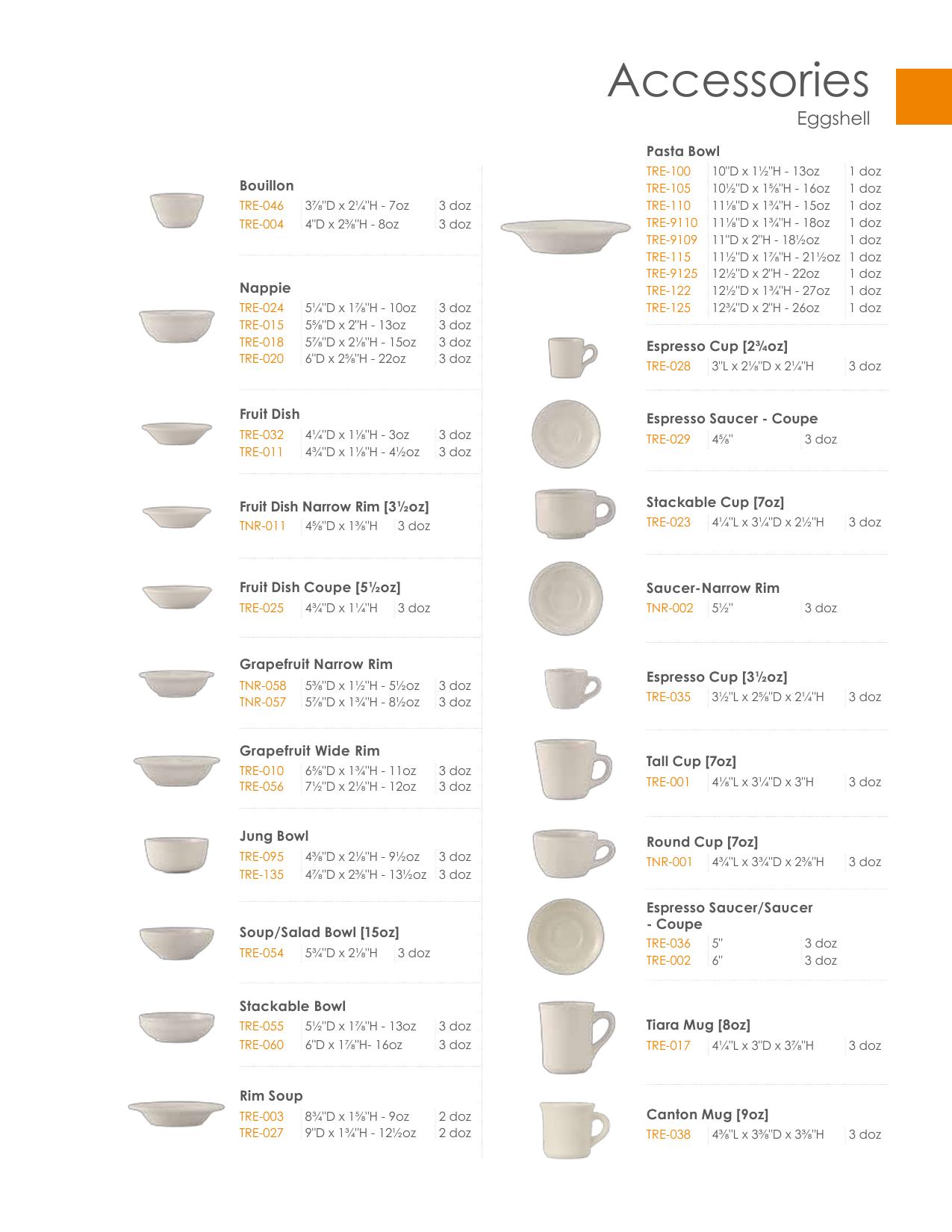 Eggshell Accessories — product & SKU sheet