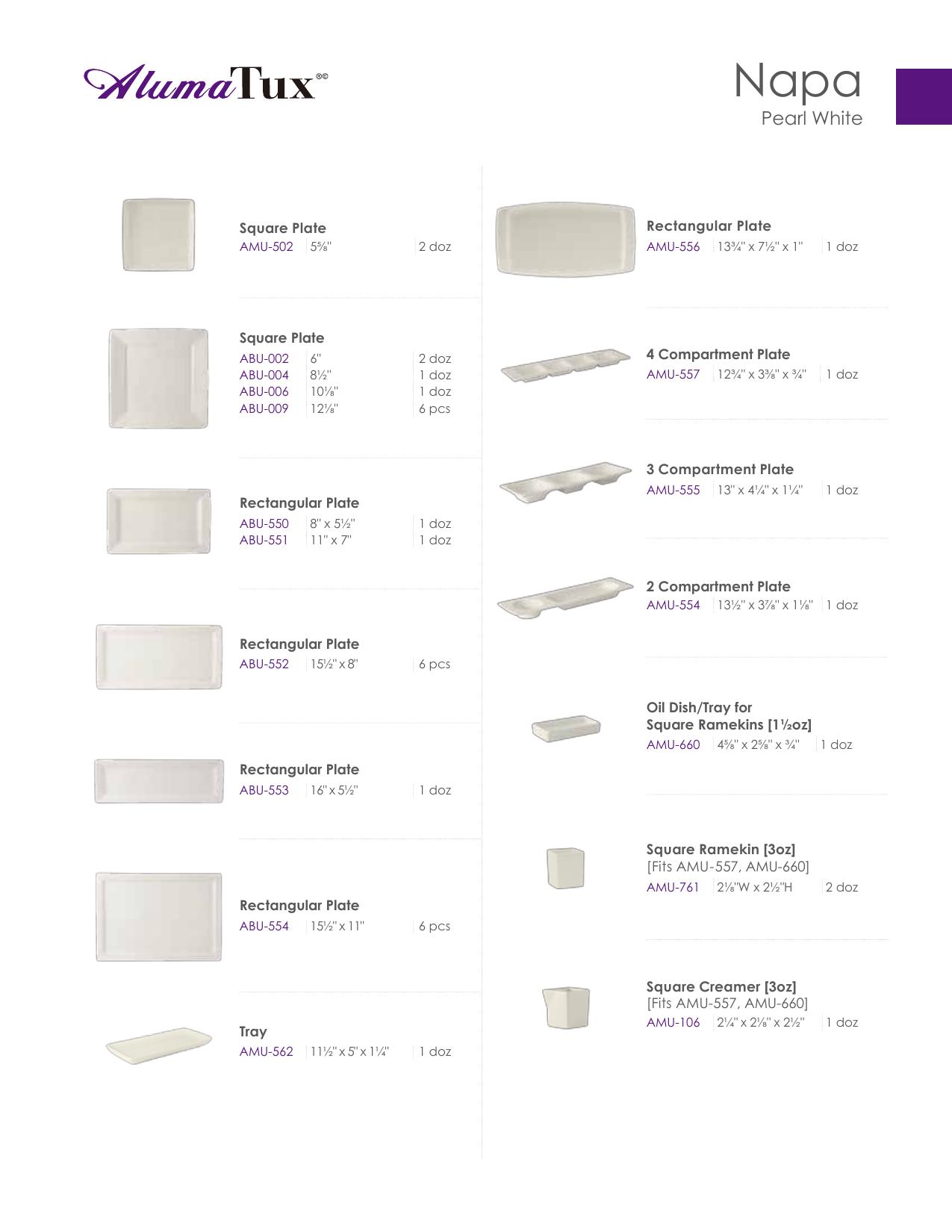 Napa — product & SKU sheet