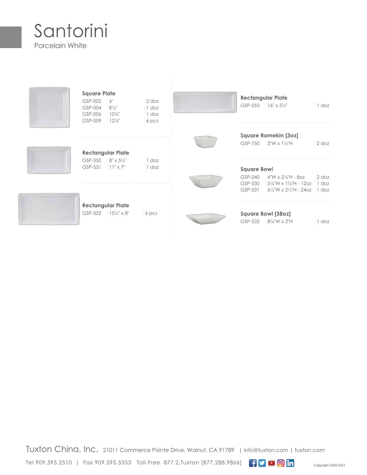 Santorini — product & SKU sheet