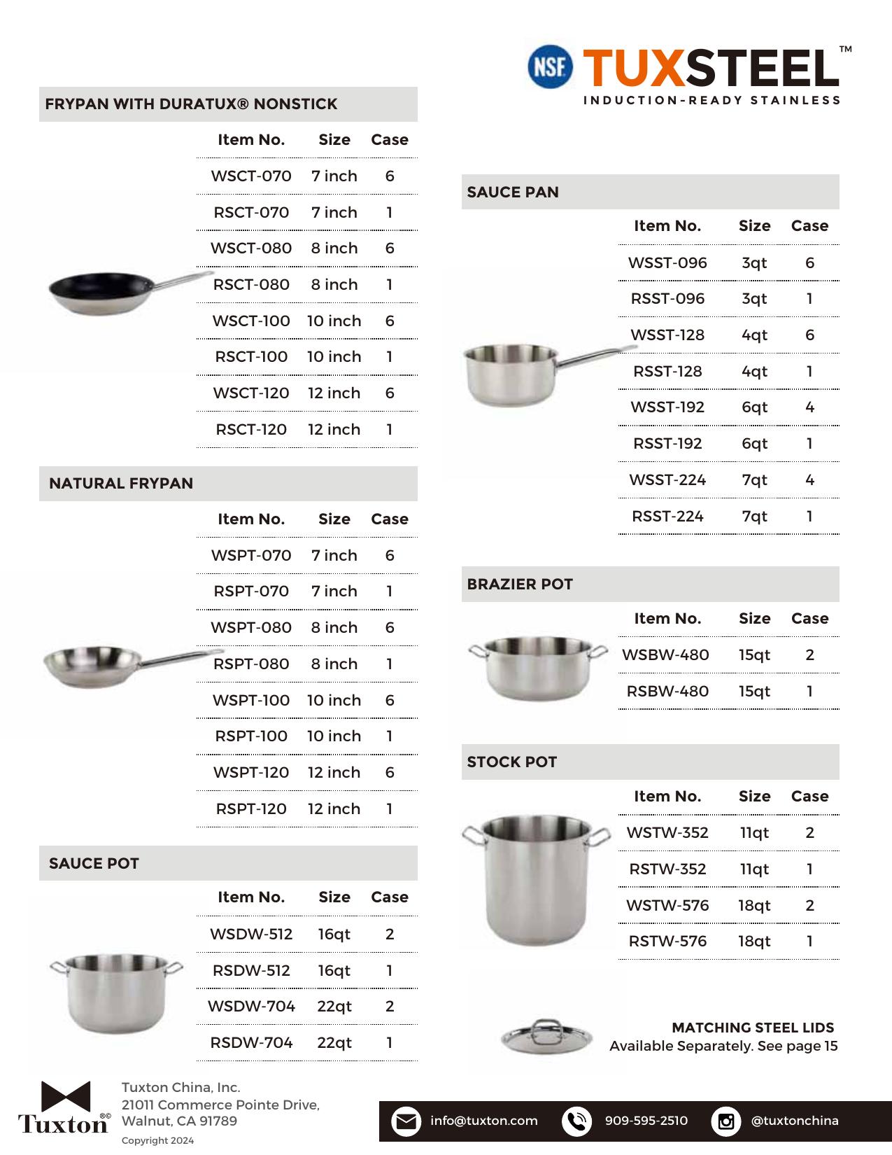 TuxSTEEL — product & SKU sheet