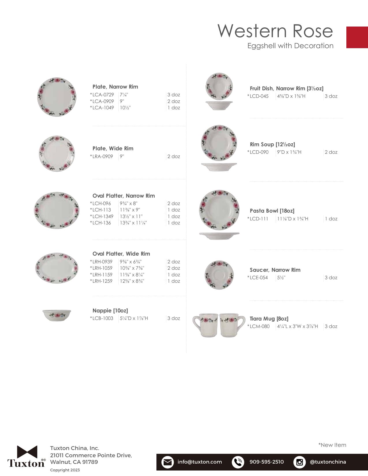 Western Rose — product & SKU sheet